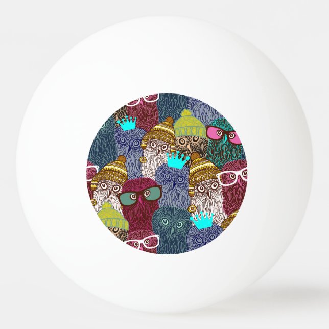 Owl in crown ping pong ball (Front)