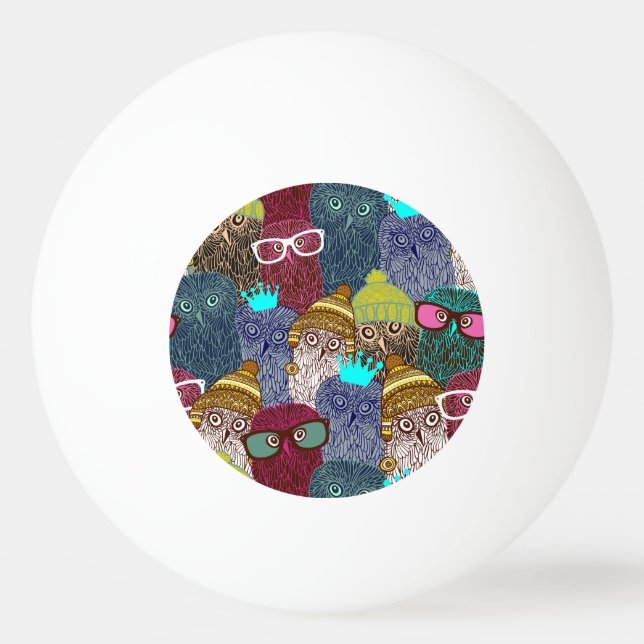 Owl in crown ping pong ball (Front)