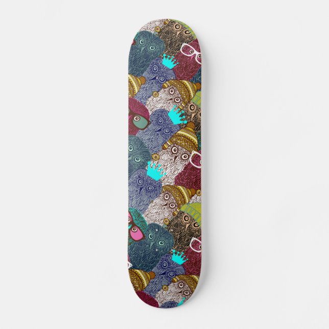 Owl in crown skateboard (Front)