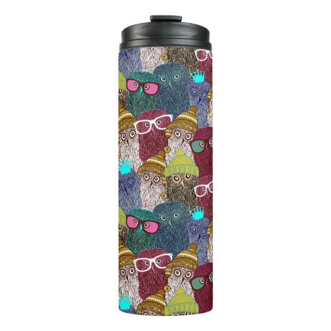 Owl in crown thermal tumbler (Front)