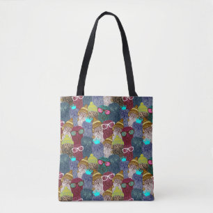 Owl in crown tote bag