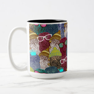 Owl in crown Two-Tone coffee mug
