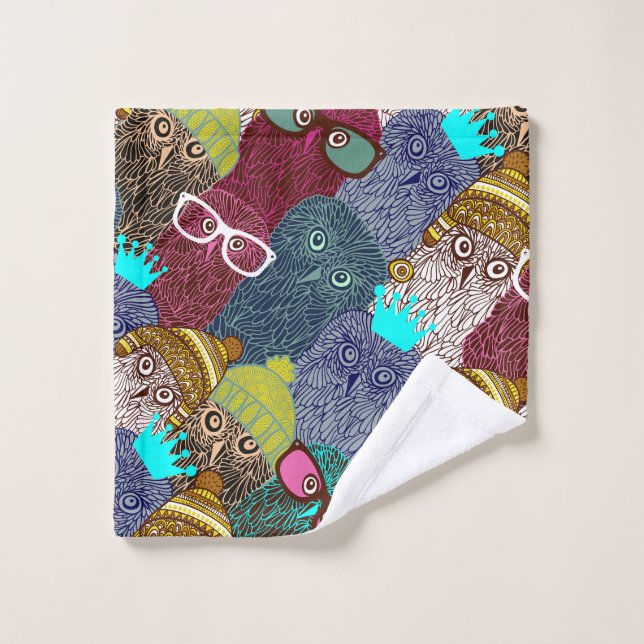Owl in crown wash cloth (Wash Cloth)