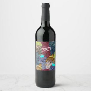 Owl in crown wine label
