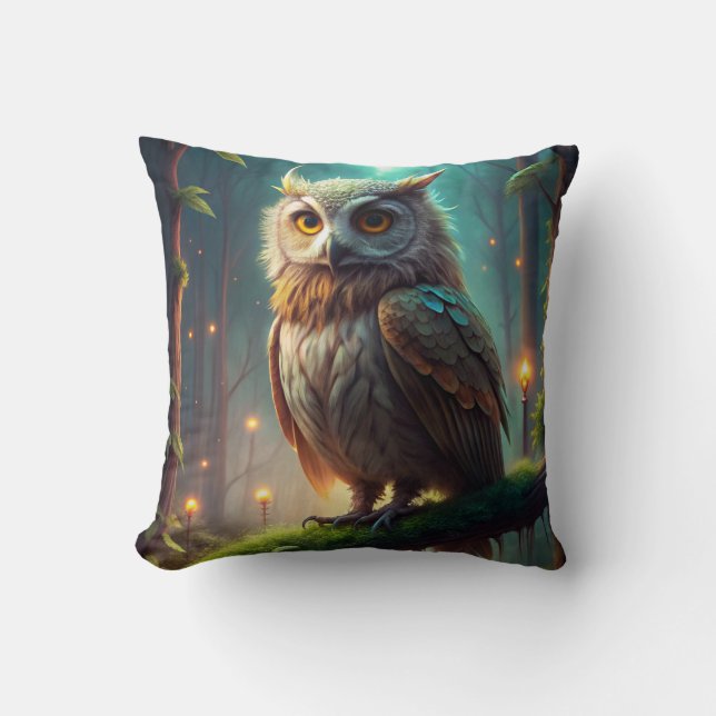 Owl in Forest Cushion (Front)