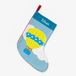Owl in Hot Air Balloon Personalised Small Christmas Stocking