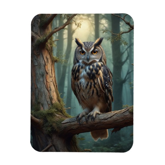 Owl in Magical Forest Magnet (Vertical)