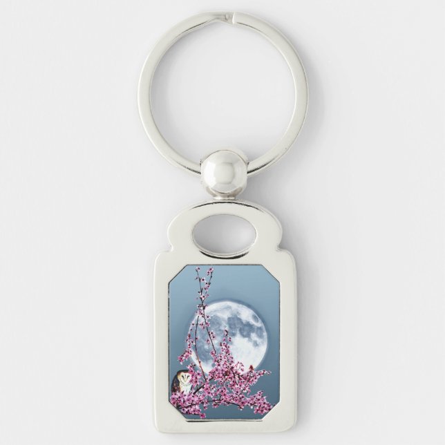 Owl in Plum Tree Key Ring (Front)
