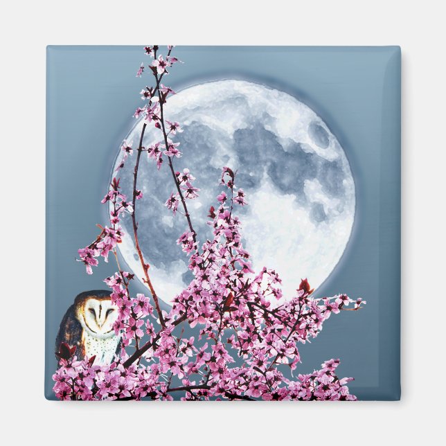 Owl in Plum Tree Magnet (Front)