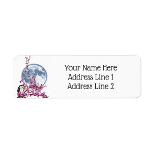 Owl in Plum Tree Return Address Label