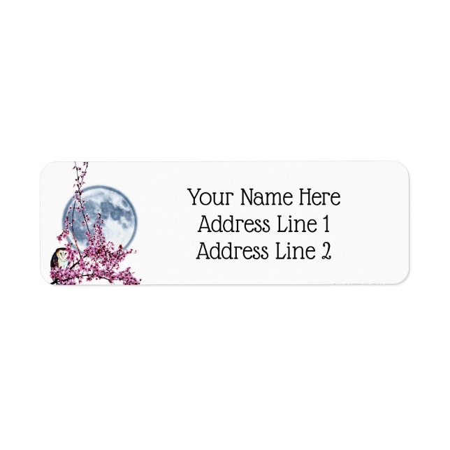 Owl in Plum Tree Return Address Label (Front)