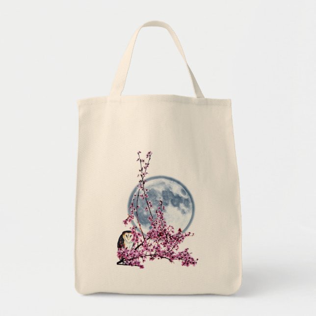 Owl in Plum Tree Tote Bag (Front)