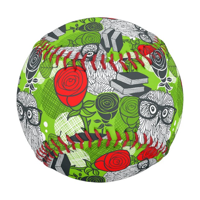 Owl in red roses baseball (Front)