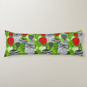 Owl in red roses body cushion
