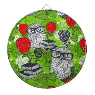 Owl in red roses dartboard