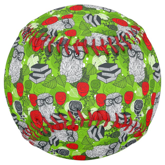 Owl in red roses softball (Front)