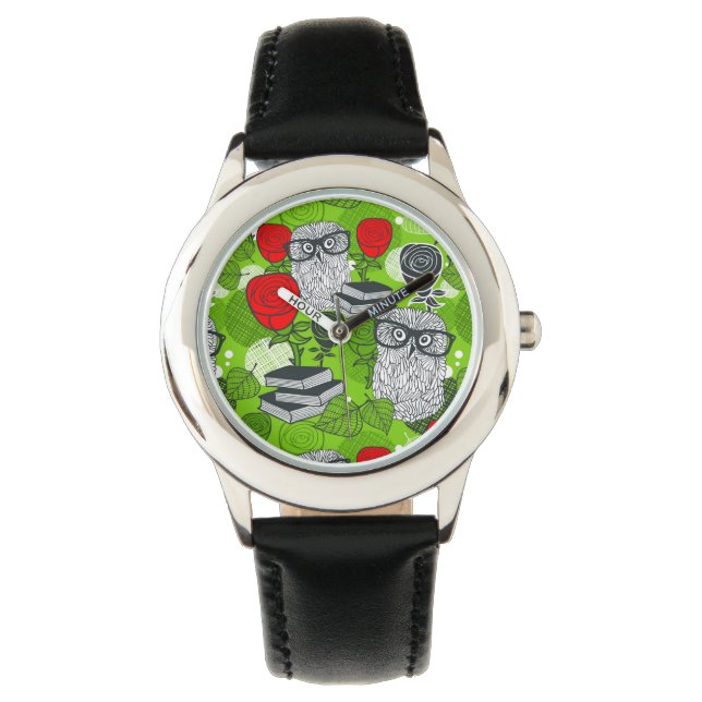 Owl in red roses watch (Front)