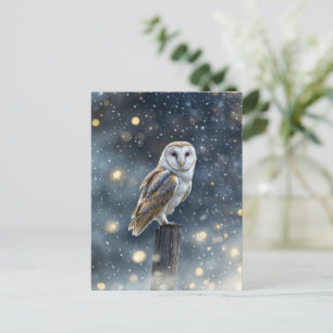 Owl in Snow Winter Solstice Holiday Postcard