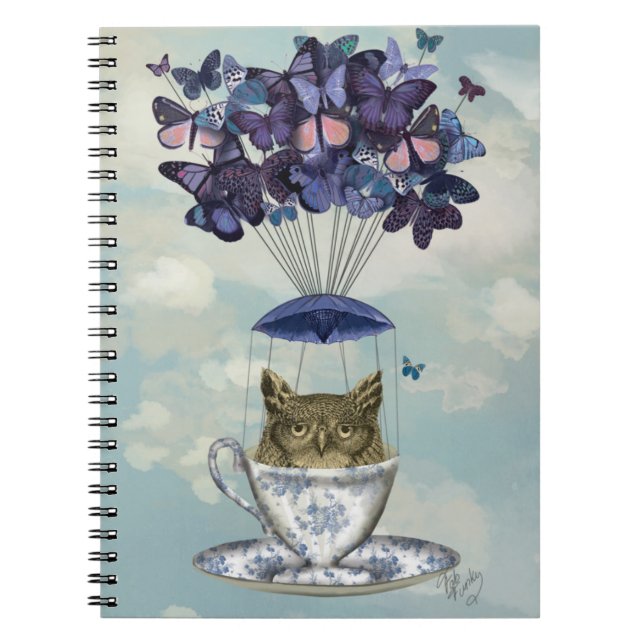 Owl In Teacup 2 Notebook (Front)