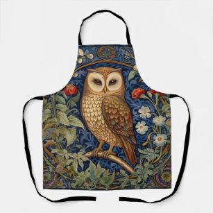 Owl in the garden William Morris style Apron