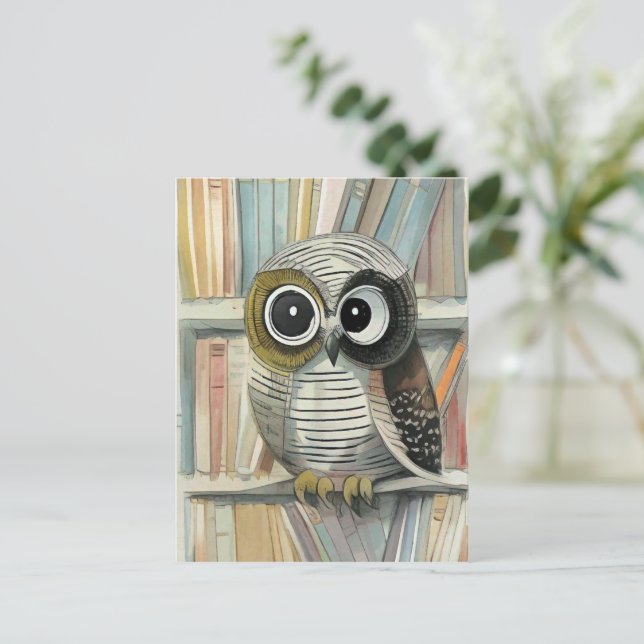 Owl in the Library Art Card (Standing Front)