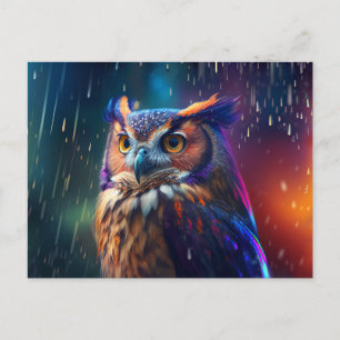 Owl in the Rain Vivid Art Postcard
