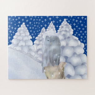 owl in the snow jigsaw puzzle