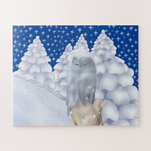 owl in the snow jigsaw puzzle (Horizontal)