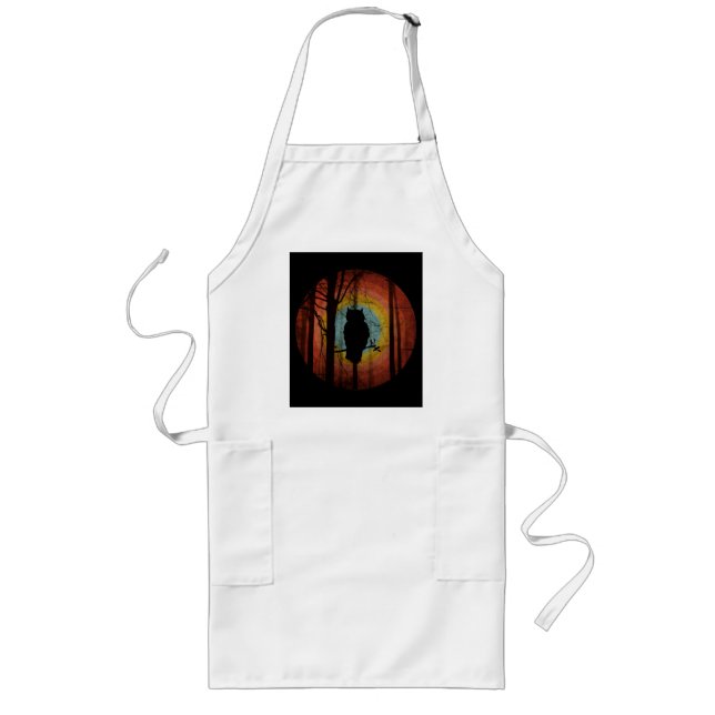 OWL  IN THE WOODS FOREST LONG APRON (Front)