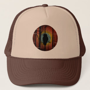 OWL IN THE WOODS FOREST TRUCKER HAT