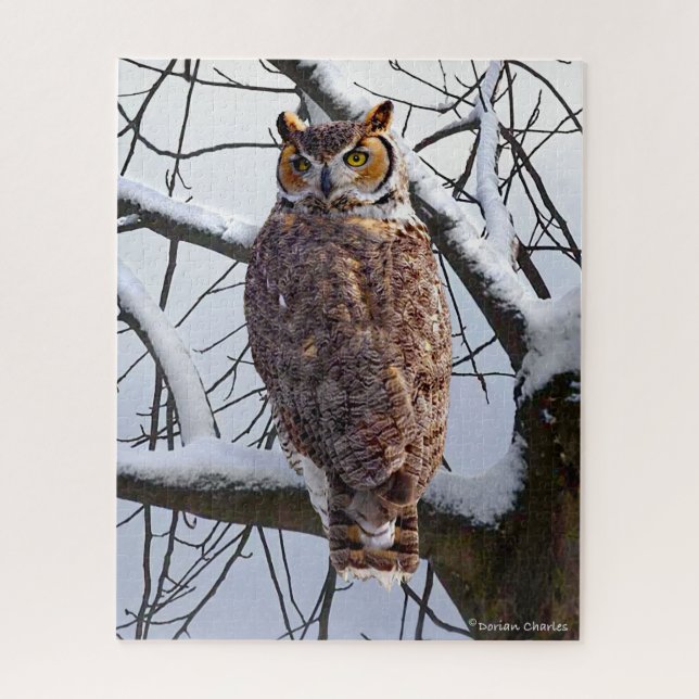 "Owl In Winter" Jigsaw Puzzle (Vertical)