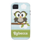 Owl iPhone 4/4s Case Mate Cover Blue Stripe