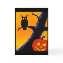 Owl & Jack O' Lantern Halloween Greeting Card