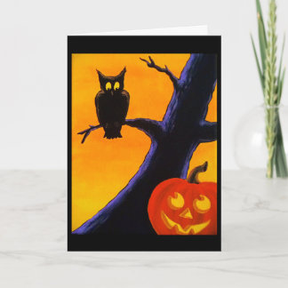 Owl & Jack O' Lantern Halloween Greeting Card