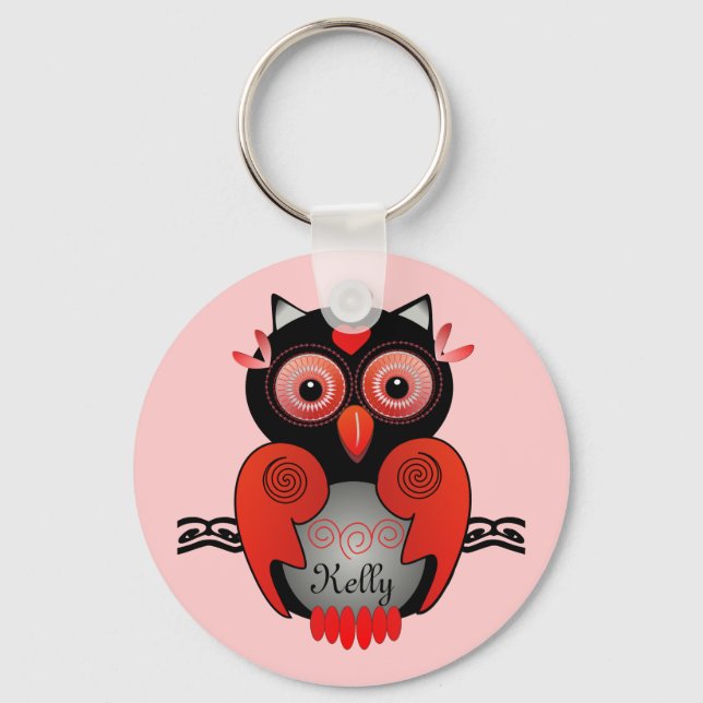 Owl keychain with name (Front)