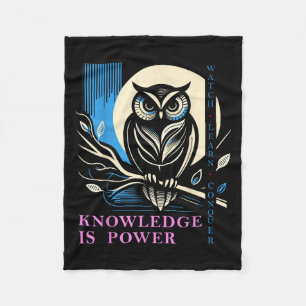 Owl - Knowledge Is Wer - Wisdom Owl Design Fleece Blanket