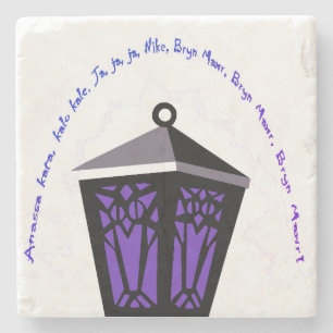 Owl Lantern Stone Coaster - Purple