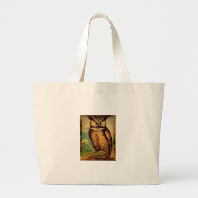 Owl Large Tote Bag (Front)