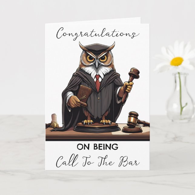 Owl Lawyer call to the bar congratulations cards (Small Plant)