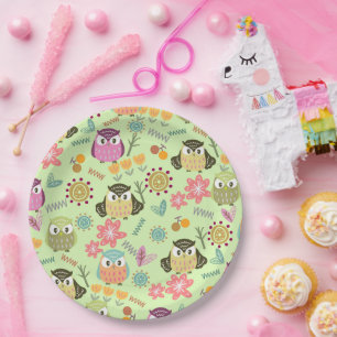 Owl Lime Paper Plate