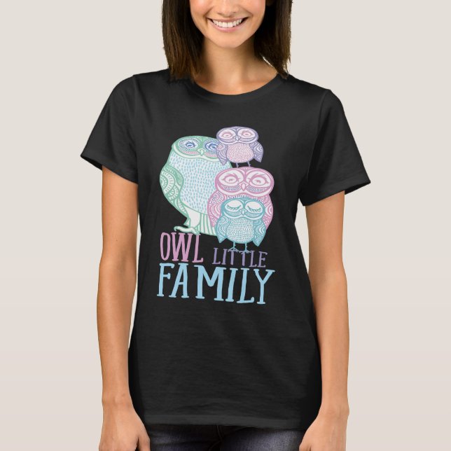 Owl little family  Bird Humour Graphic T-Shirt (Front)