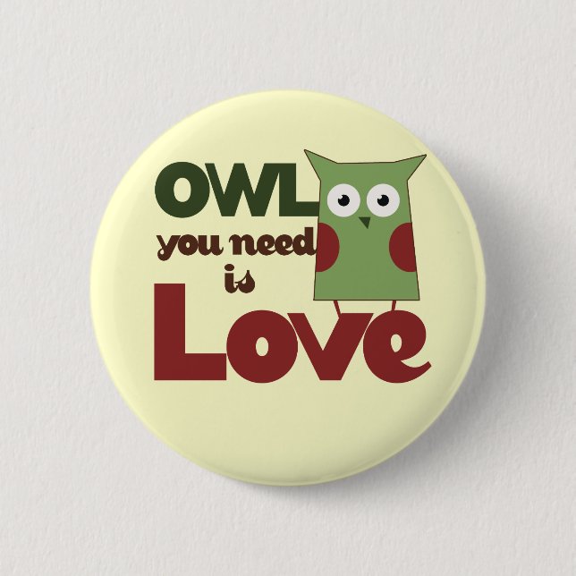 Owl Love 6 Cm Round Badge (Front)