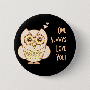 Owl Love 6 Cm Round Badge