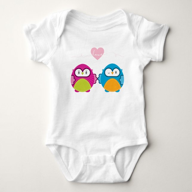 OWL LOVE :: bright girl + boy Baby Bodysuit (Front)