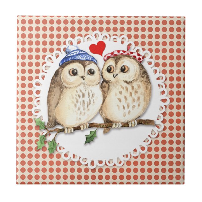 Owl Love Ceramic Tile (Front)