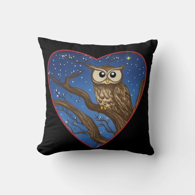 Owl love gift for teen's cushion (Front)