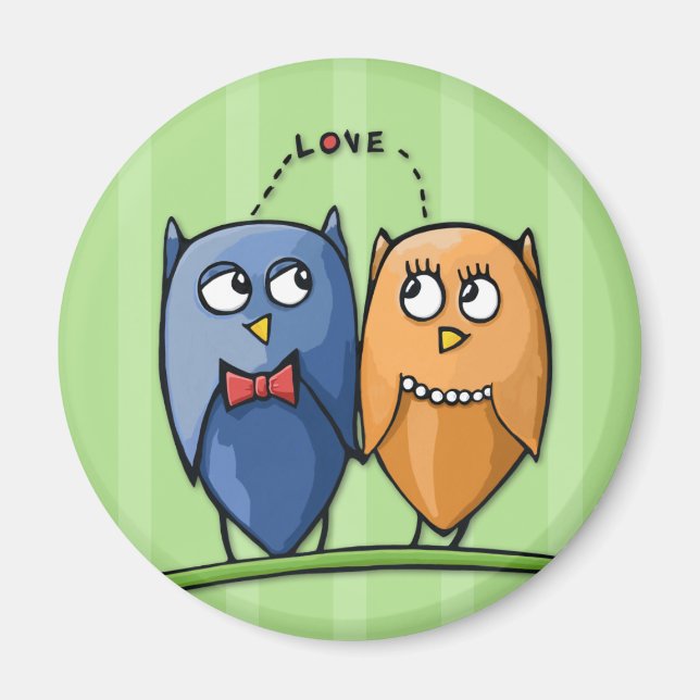Owl Love green Magnet (Front)