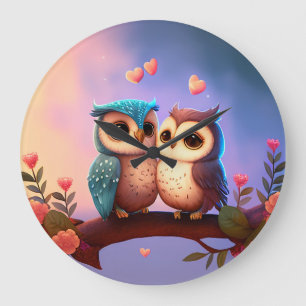 "Owl Love" Large Clock