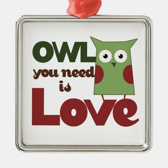 Owl Love Metal Ornament (Front)