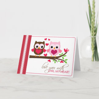 Owl Love on the Branch Greeting Card / Note Card